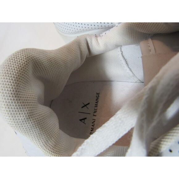 Armani Exchange Logo Perforated Leather White Lace Up Sneakers Size 10 EUC - Picture 6 of 10